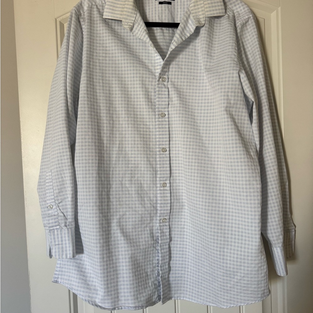 Bar III Light Blue Checkered Dress Shirt